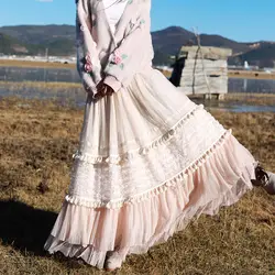 Линетт's CHINOISERIE демисезонный Оригинальный дизайн для женщин сетки кружевная вставка плиссированный юбки для