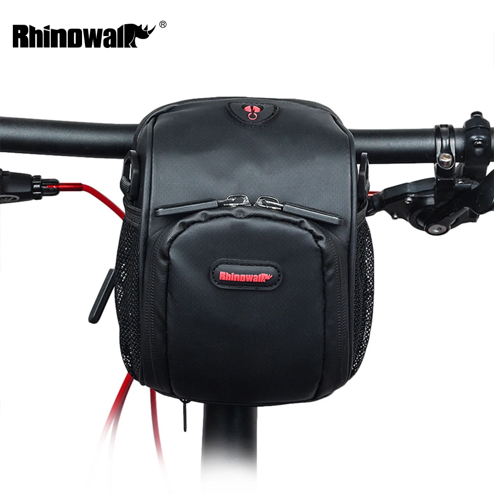 Top RHINOWALK Bicycle Handlebar Bag Electric Bike Front Rainproof Tube Pocket Shoulder Pack Multi Phone Holder with Rain Cover 1