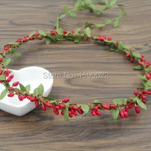 Деревенский красный Pip стебель с ягодами головная повязка Богемные аксессуары для волос листва подружки невесты цветок Корона Рождественский лес фотосессии реквизит