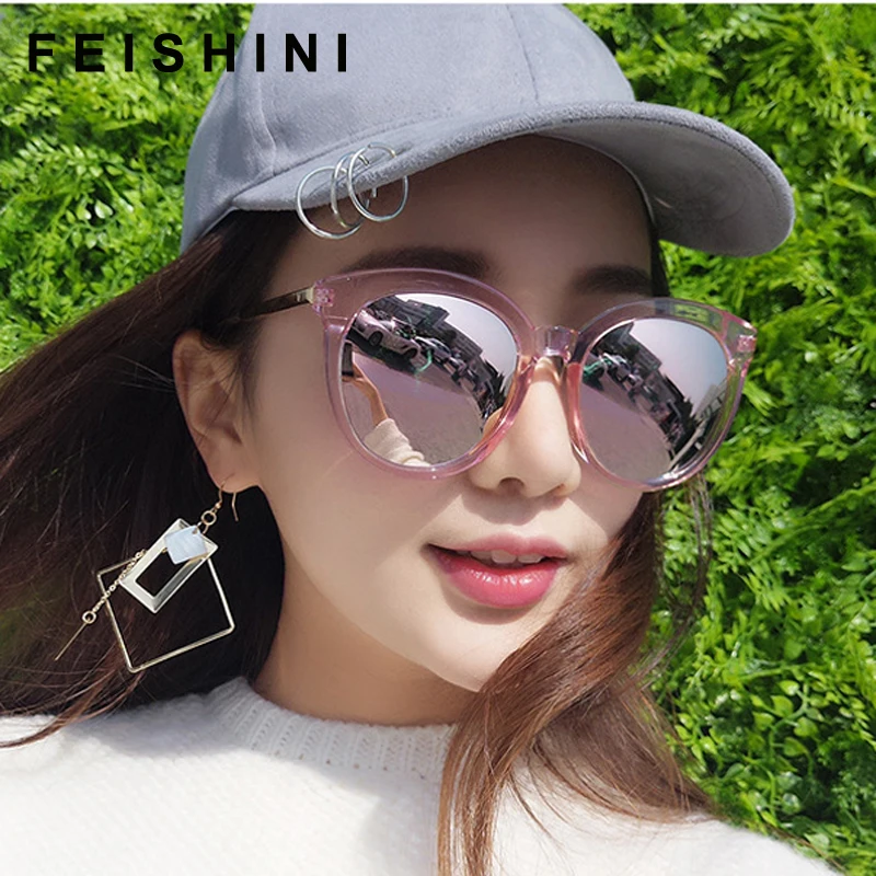 Женские Овальные поляризационные очки FEISHINI черные солнцезащитные в оправе с УФ