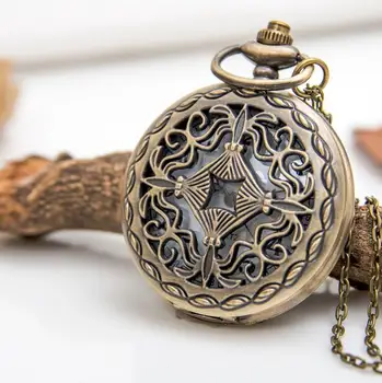 

Vintage necklace Chinese knot Hollow out bronze Fashion quartz Necklace pocket watches