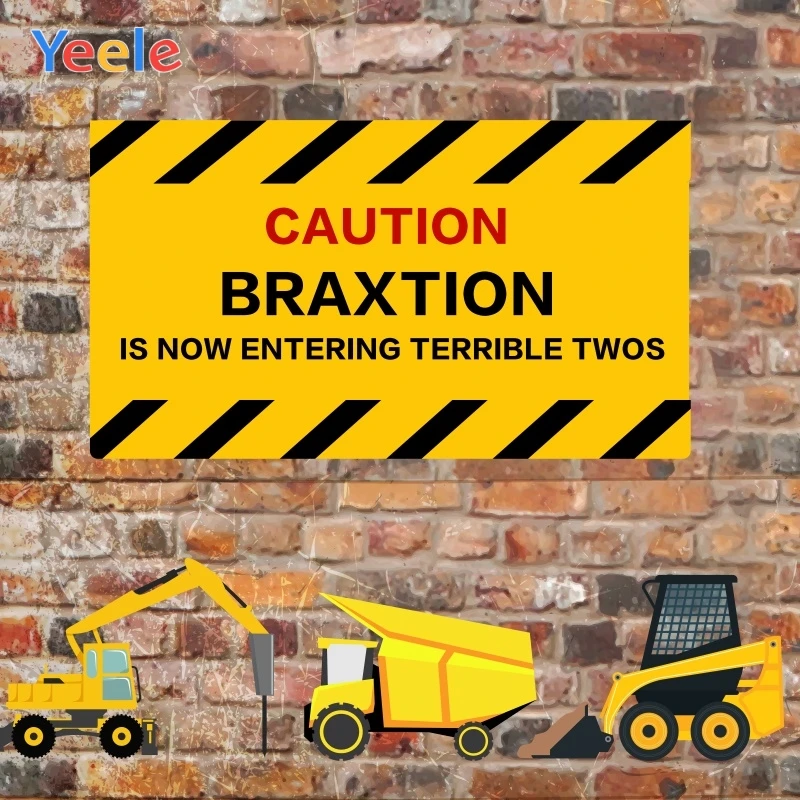 

Yeele Old Brick Wall Excavator Caution Factory Sign Photography Backgrounds Customized Photographic Backdrops for Photo Studio