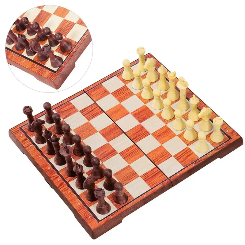 

iBaseToy 2 in 1 Magnetic Travel Chess Checkers Set Classic Folding Board Game Set Portable Educational Toys for Kids and Adults