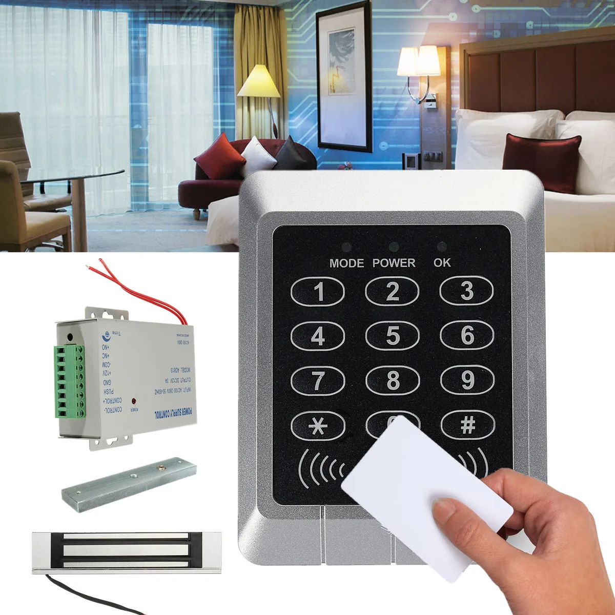 

Doorbell Door Lock Security Access 125KHz RFID ID Card Keypad Control System Kit Aluminum Plastic Fashionable Elegant Safety