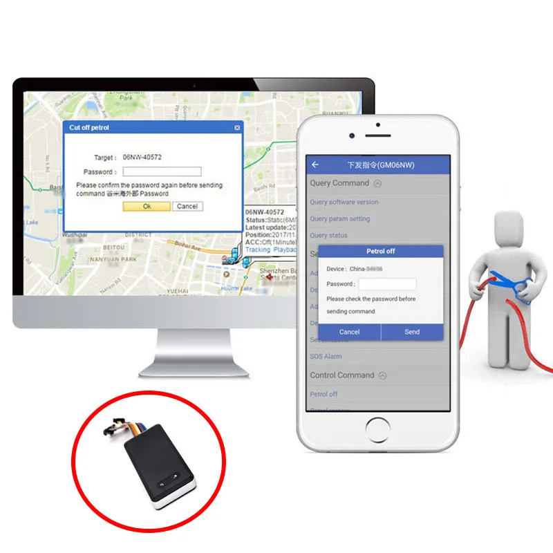Goome GM06NW GSM GPS Tracker Locater Built-in Battery For Vehicle Car Motorcycle Micro Locating & Cut Off Oil Power