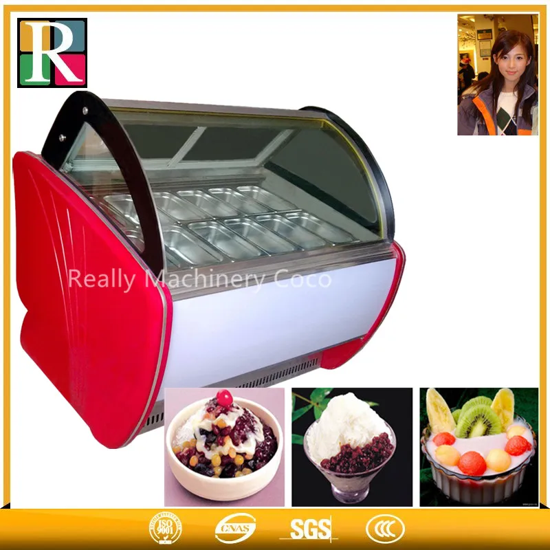 

12 barrels/pans ice cream showcase . cheap price ice cream display cabinet