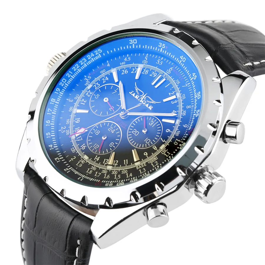 

Top Brand Business Mechanical Watch Men Luxury Crocodile-Embossed Leather Wrist Watches Automatic Calendar Men Clock