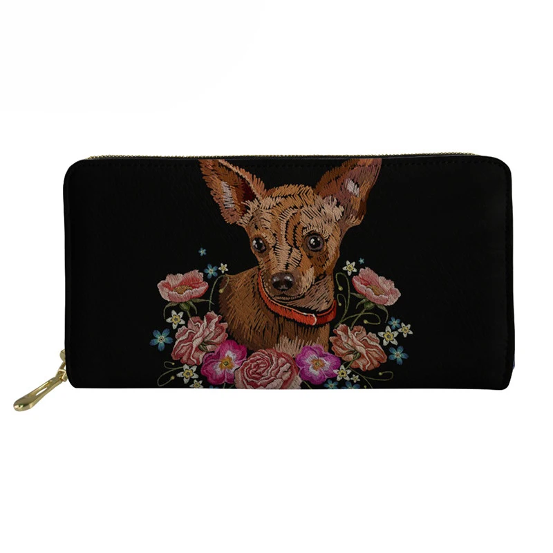 Black Wallets For Women Cute Chihuahua Printing Travel Passport Cover Coin Wallet Casual Woman's Money Purse 2018