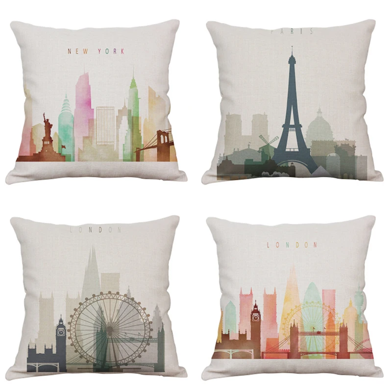 

NEW European And American Architecture Cushion Cover Tower London Big Ben Home Decorations Pillows Cover for Sofa Pillowcase