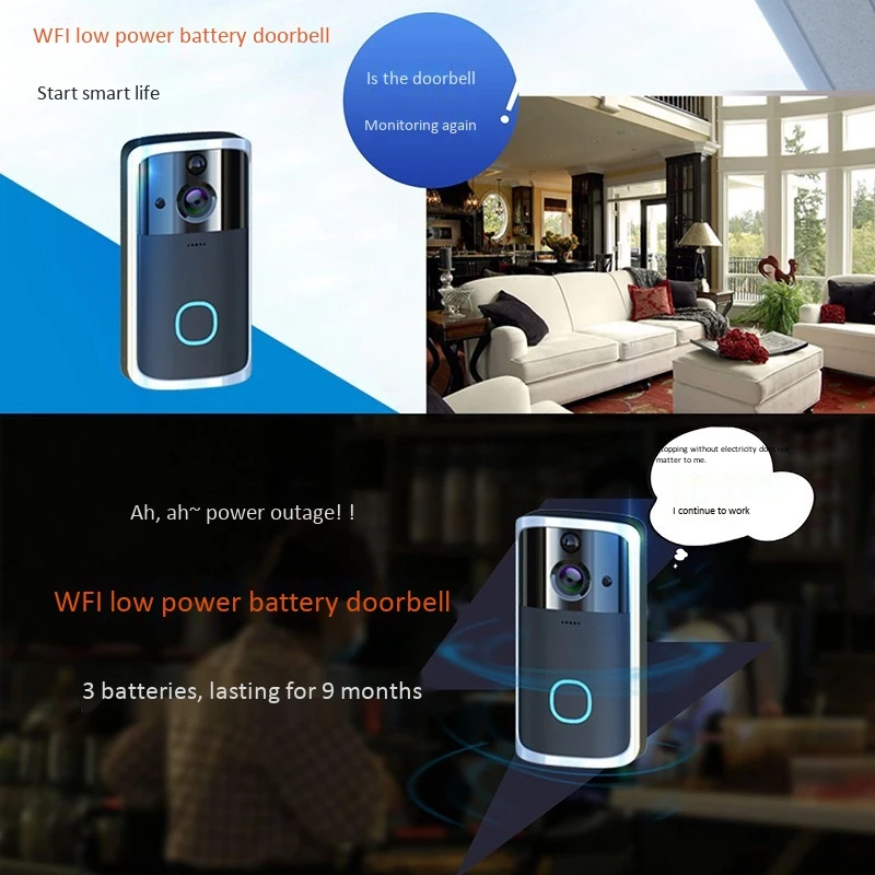 M7 720P Smart Wifi Video Doorbell Camera Visual Intercom With Chime Night-Vision Ip Door Bell Wireless Home Security Camera #8