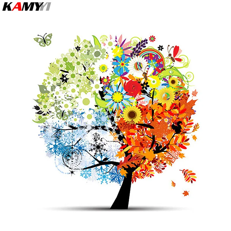 

DIY 5D Full Diamond Embroidery Tree Diamond Painting Cross Stitch Square Mosaic Unfinished Kits Home Decor XY1