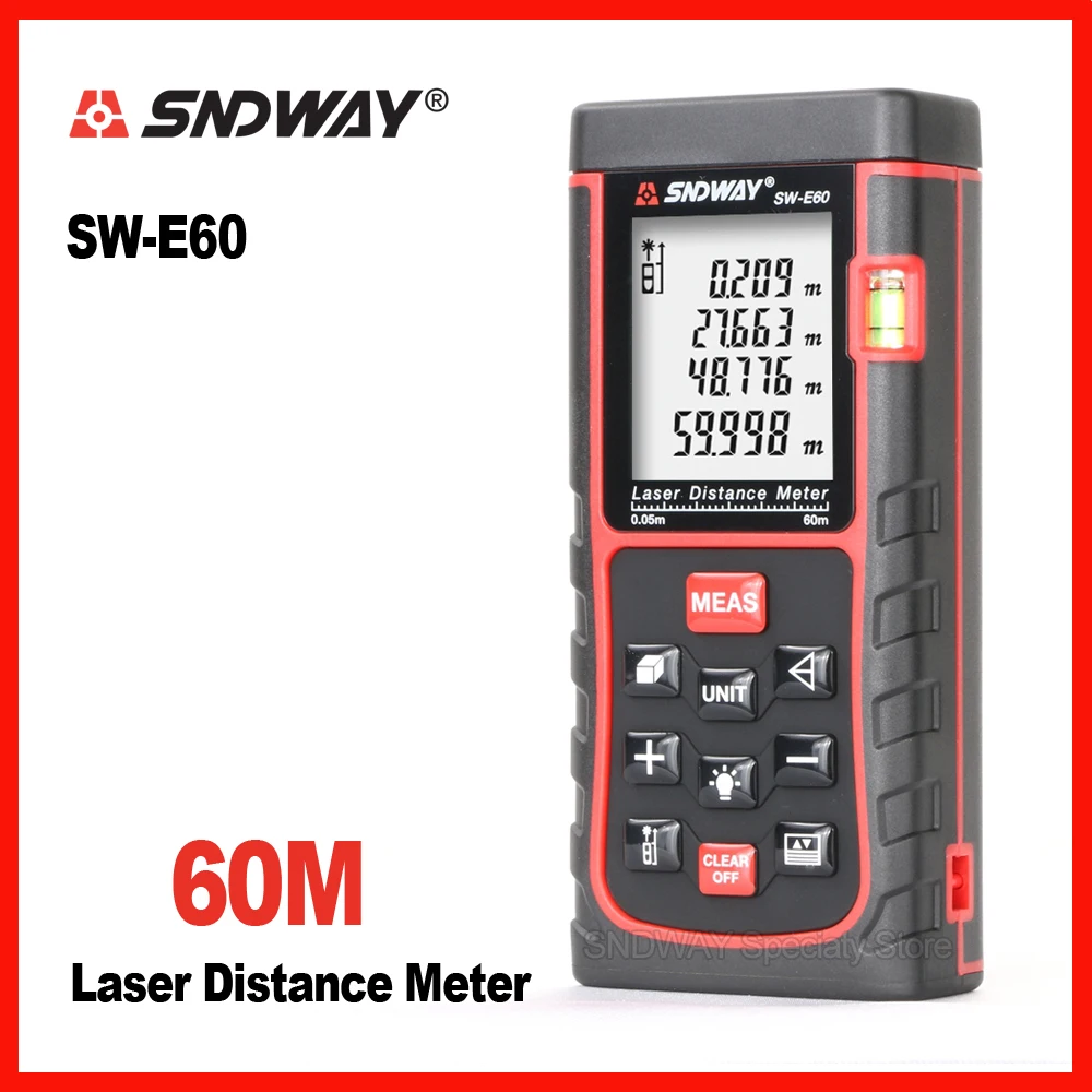 

Genuine Sndway digital laser range finder distance tape measure roulette meter trena rangefinder Electronic ruler SW-E60 Build