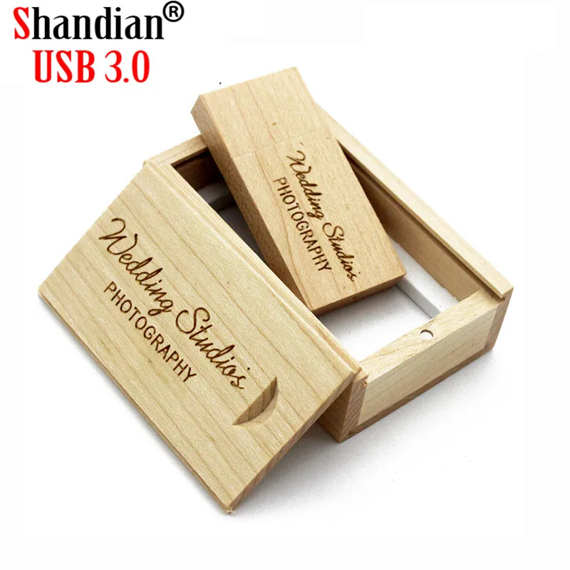 SHANDIAN USB 3,0 деревянный usb+ деревянная коробка usb флэш-накопитель 4 ГБ 8 ГБ 16 ГБ 32 ГБ 64 ГБ свадебная фотография подарок(10 шт. бесплатный логотип