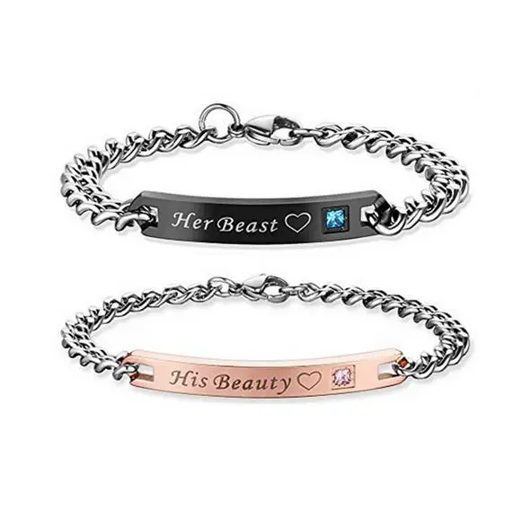 

His Beauty and Her Beast chain bracelet for lovers