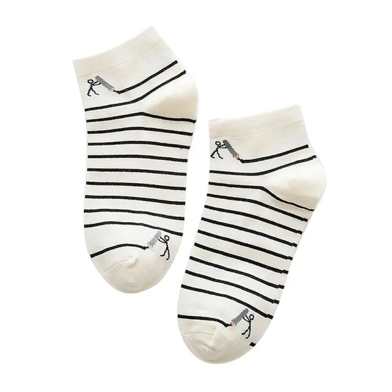 Женские Носки с рисунком граффити полосатые милые носки для девочек четыре сезона пот дезодорант милые хлопковые носки H