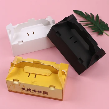

New Handmade Cake Box Black And White Cardboard Baking Package Mousse Box West Food Packaging Box 10pcs/lot