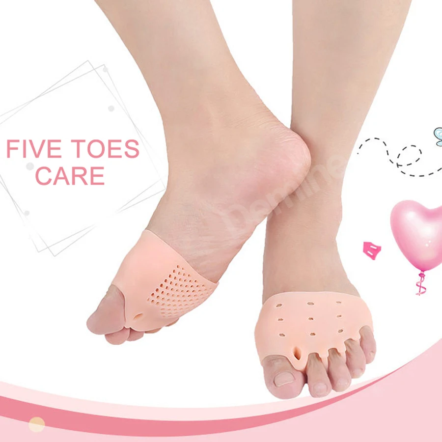 Силиконовые соты для передней части стопы для вальгусной деформации перекрытия боли разделитель пальцев ног высокие каблуки ортопедические половинные вставки