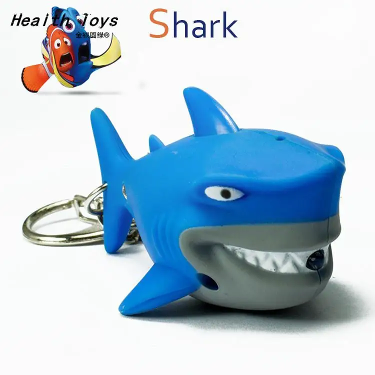 1pcs/lot Mini Torch Angry Shark LED Keychain with Sound Men Women