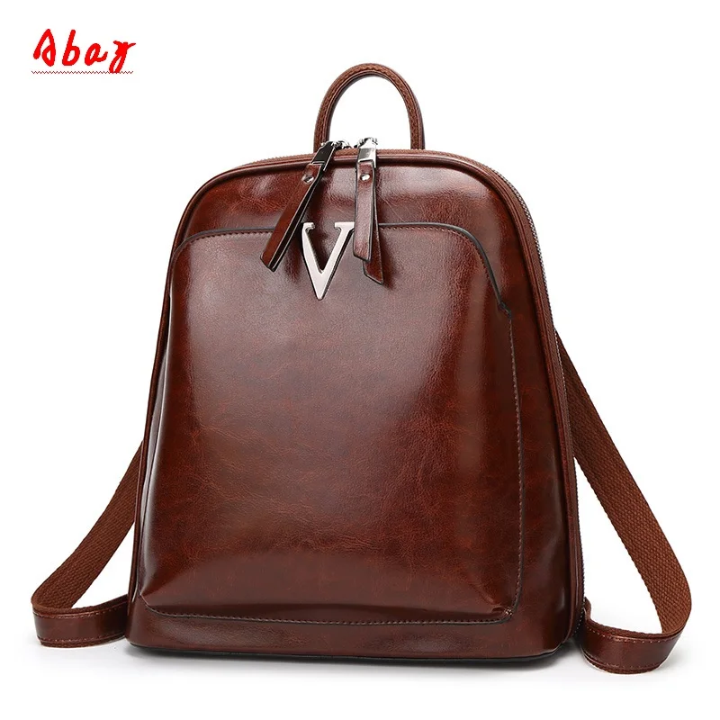 

Abay Fashion anti-theft backpack female 2019 new tide version retro oil wax leather college wind backpack travel tide package