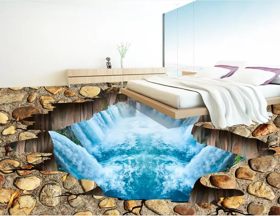 3d pvc flooring waterproof wallpaper custom 3d flooring Kowloon fish self adhesive 3d mural wallpaper 3d floor tiles