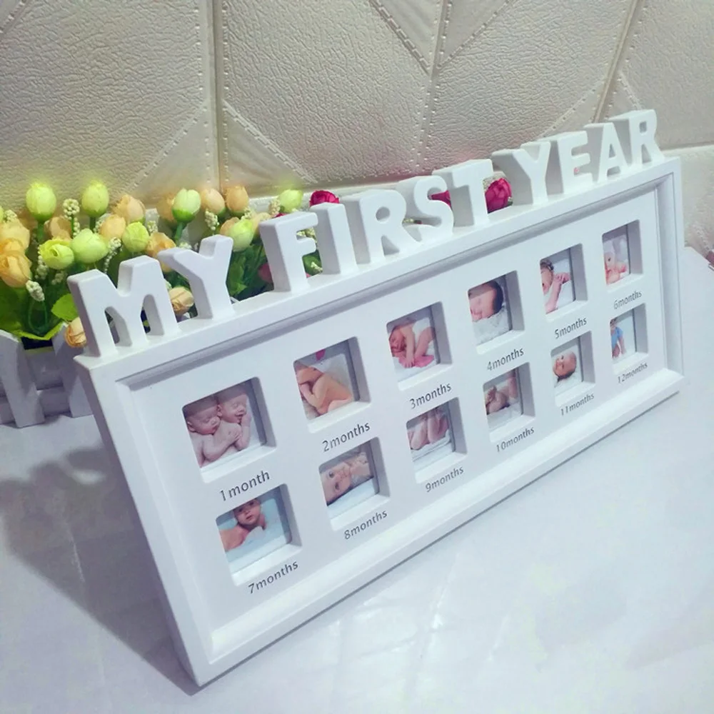 

Creative DIY 0-12 Month Baby MY FIRST YEAR Pictures Souvenirs Commemorate Kids Growing Memory Gift Display Plastic Photo Frame