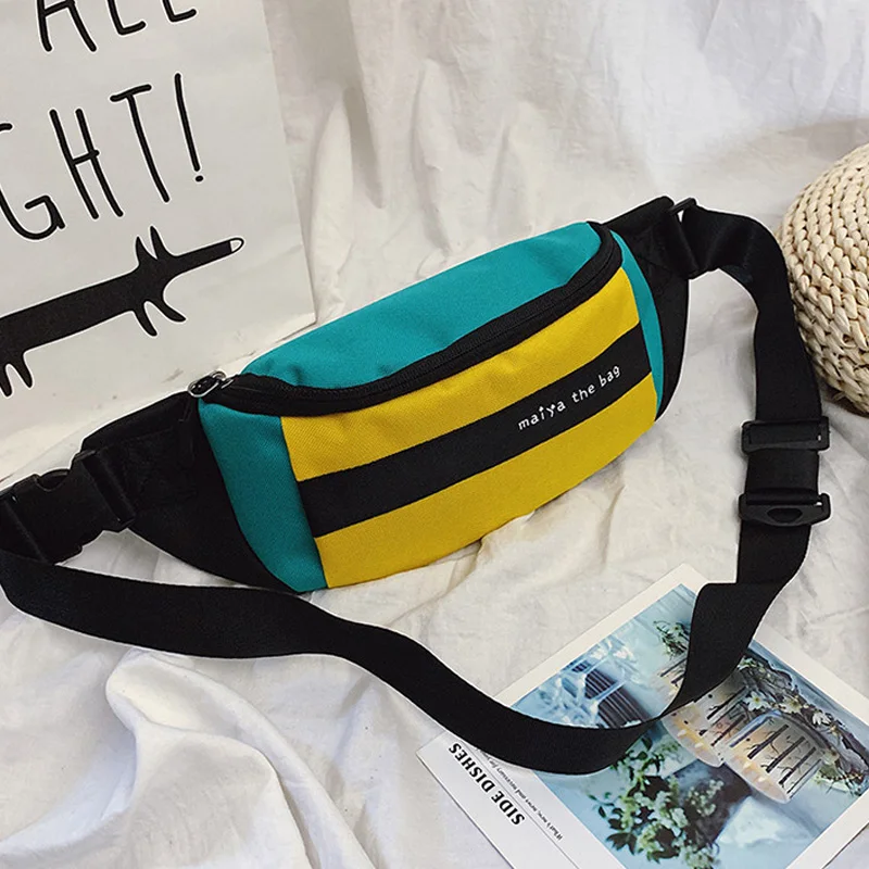 

New Fashion Patchwork Waist Bag For Women Waterproof Crossbody Shoulder Bags Casual Nylon Ladies Chest Bag Handy Fanny Pack Girl
