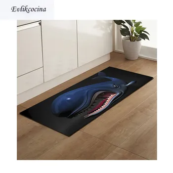 

Free Shipping Angry Blue Shark Tapis Salon Absorbent Bath Mat Area Rug for Living Room Bedroom Floor Carpet Tapete Infantil