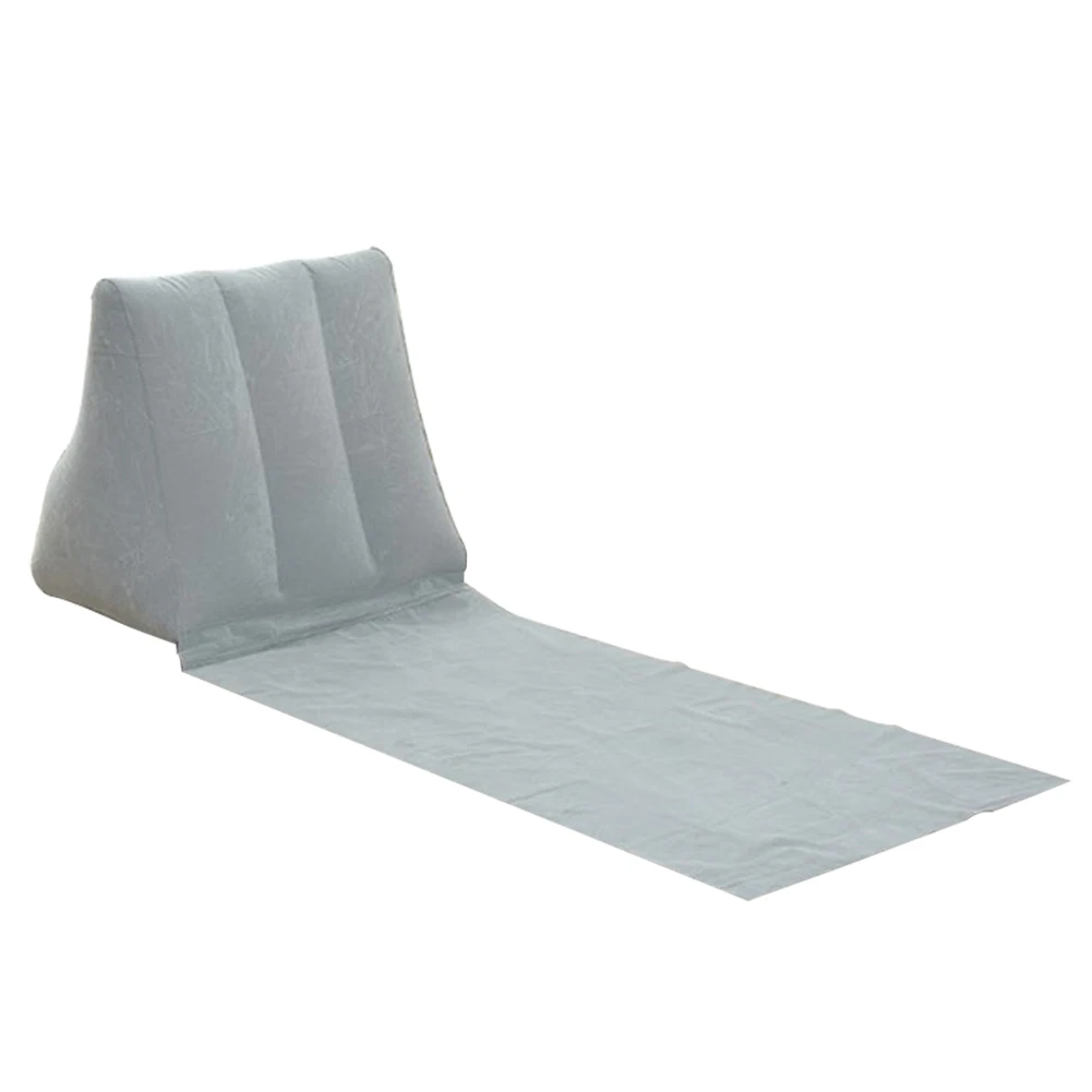 grey Inflatable Beach Lounger Mat Cushion PVC Soft Leisure Chair Seat for Camping Outdoor SMN88 - Color: grey