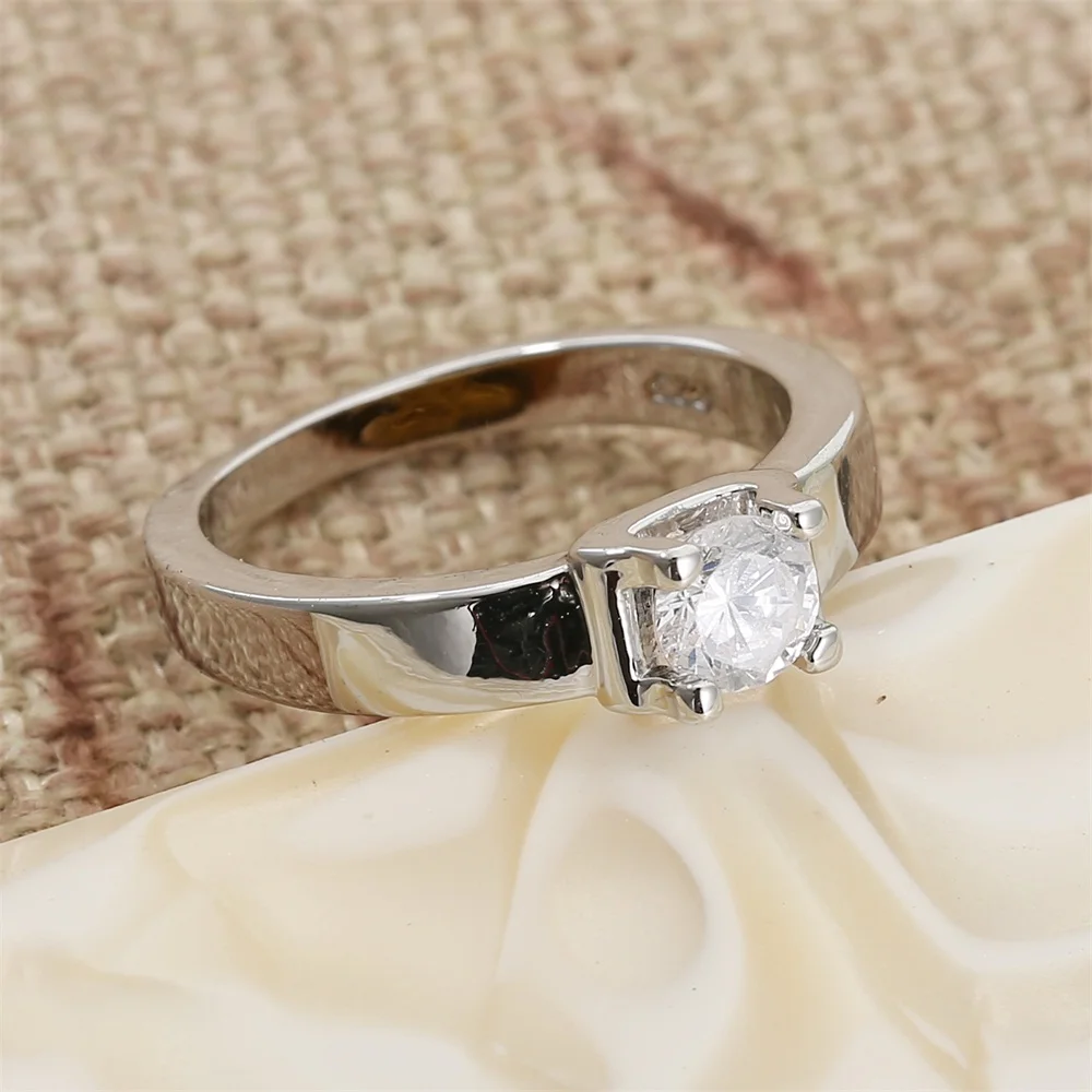 Женское классическое кольцо серебристое обручальное с фианитом 2019|finger ring|wedding