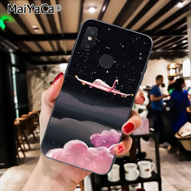 MaiYaCa черный с белой Луной и звездами космический астронавт PhoneCase для Xiaomi Redmi8 4X 6A S2 7A 6A Redmi 5 5Plus Note5 7 Note8Pro