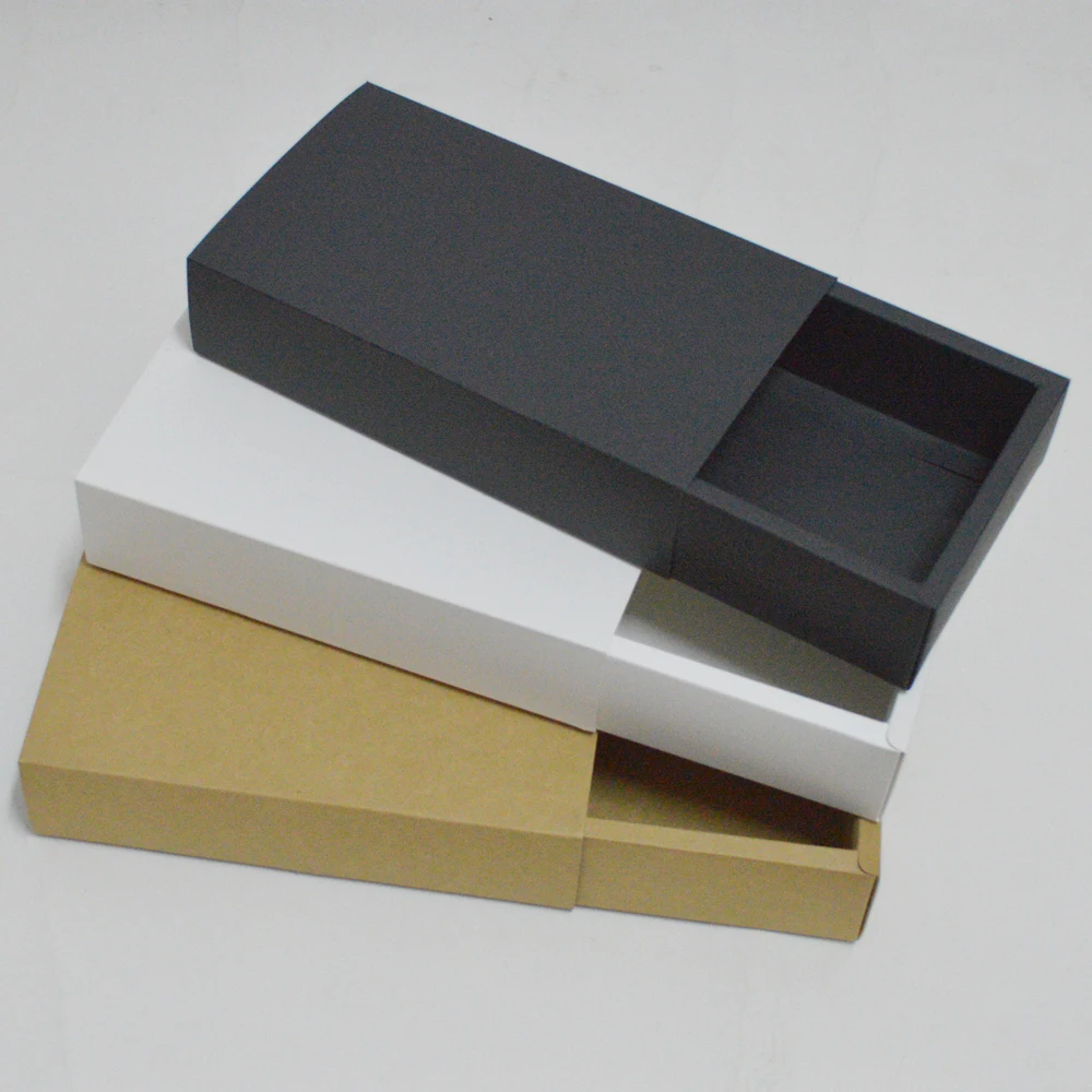 big size new drawer box black craft white cardboard boxes kraft paper