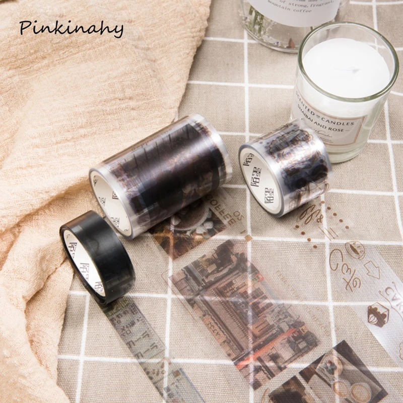 

1 Rolls Light and shadow collage series Coffee sakura Paper Masking Tapes Japanese Washi Tape Set DIY Scrapbooking StickersJD001