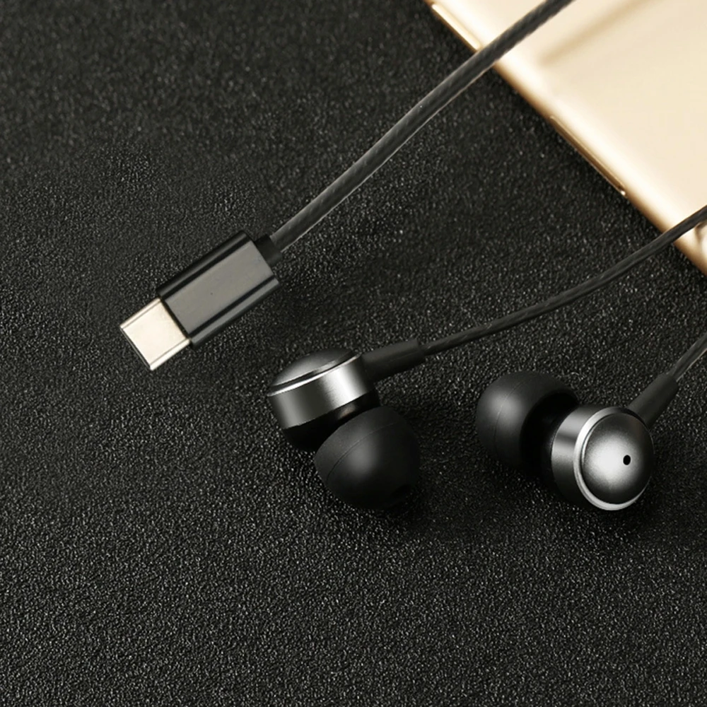 Super Bass In Ear type C наушники с микрофоном USB Сабвуфер Музыкальная гарнитура