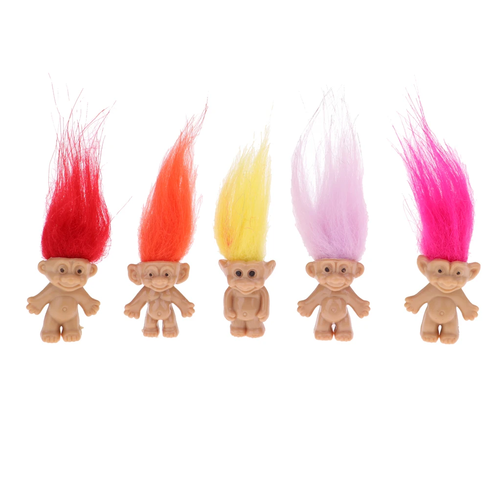 

5 Pieces Chromatic Lucky Troll Doll Little Guys Mini Action Figures Toy Crafts Home Desk Decoration