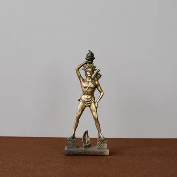 

Greek tourist souvenir statue sun god of Rhode Island is decorated with European figures lovers merry christmas home