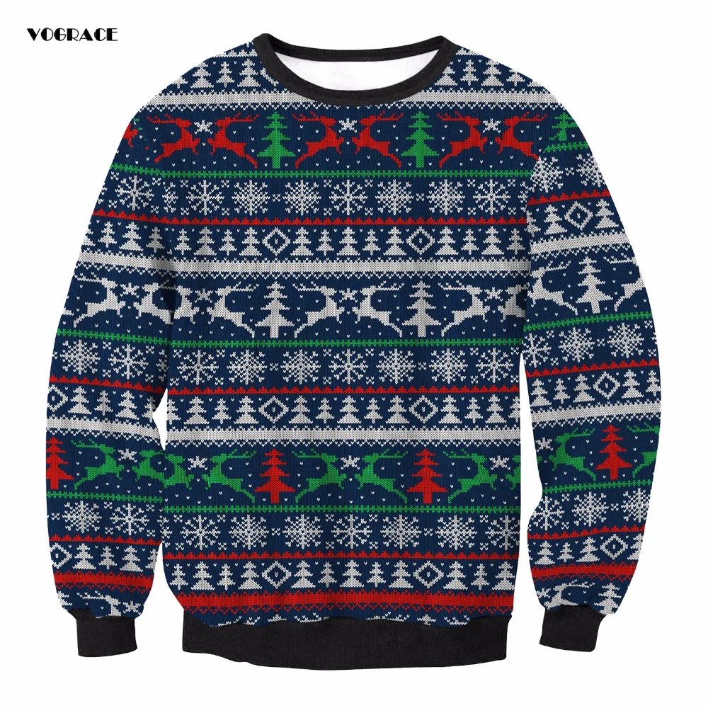 VOGRACE Christmas Style Man / Women 3d Sportswear Sweatshirt Print Elk ...
