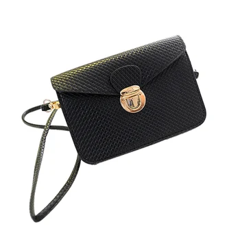 

FGGS Lolita Style Women Mini Bag Cell Phone Bag PU Leather Plaid Purse Messenger Bag Shoulder Bag Black
