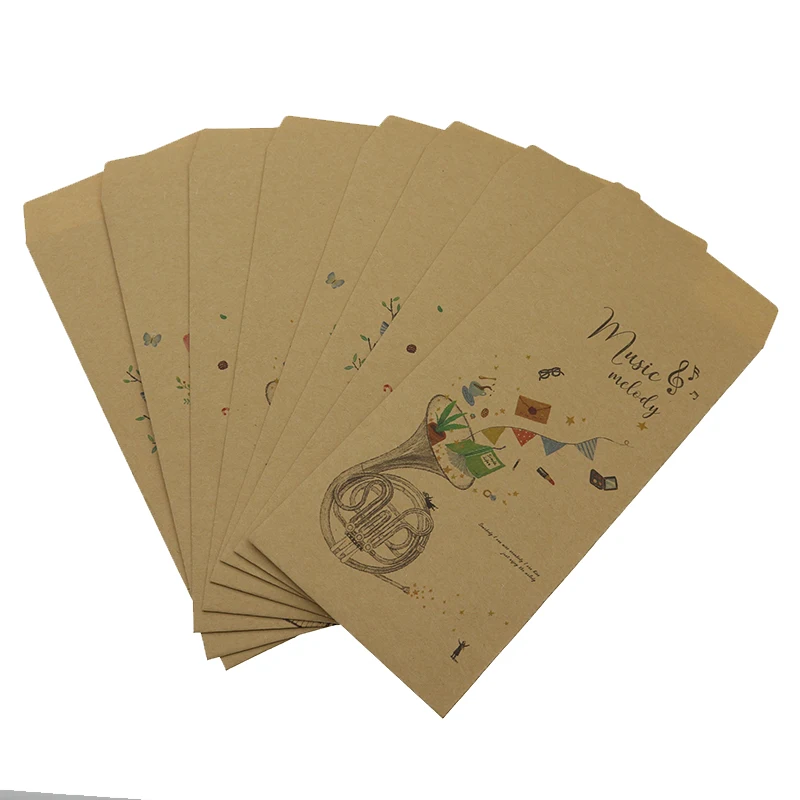 

Envelope 8 Music Pattern Greeting Card Wedding Gift Envelope Invitation Office Stationery Paper Bag 19.5*8.7 Cm