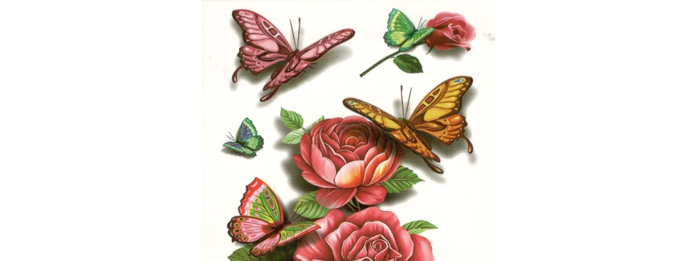 Переводная вода 3D Цветные цветы наклейки с бабочками Поддельные Временные Татуировки Женщины Мужчины Красота сексуальное тело искусство живое из песни X389