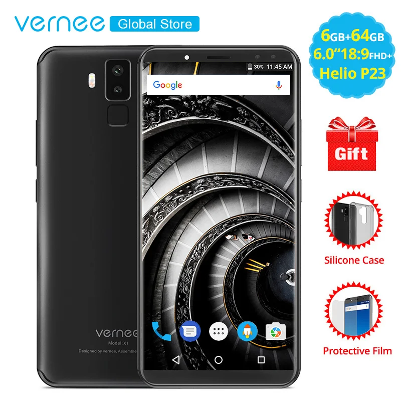 Vernee X1 6 Гб 64 0 &quot18:9 дисплей распознавание лица мобильный телефон MT6763