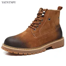 YATNTNPY/Новое поступление; мужские ботинки из натуральной кожи; мужские зимние ботинки «Челси»; винтажные Ботинки martin; мужские оксфорды на шнуровке; bota mascu