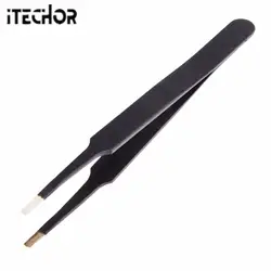 ITECHOR ESD-13 Профессиональный Nail Книги по искусству антистатические Flat Top Пинцет щипцы Clipper часовщик инструменты для ремонта-черный