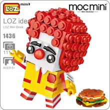 LOZ Mini Blocks Building Blocks Clown Figure Figurine Anime Toys for Children Hamburger Model Ronald Action Figures Kids 1436