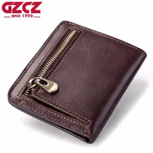GZCZ высококачественный мужской кошелек из натуральной кожи, винтажные короткие мужские кошельки на молнии, мужской кошелек, сумка для денег, недорогой кошелек