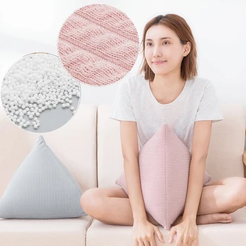 

Knit Cushion Pillow Solid Triangle Pillow Cushion Backrest With filling EPS Environmental Particle Office Lumbar Cushion Decor