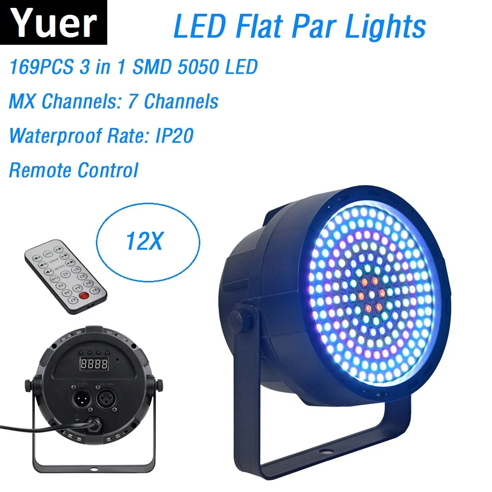 

12XLot Mini LED Flat Par Lights 169LEDS LED Stage Lights RGB Crystal Magic Ball Bulb DMX Par Light 110-240V Disco Lights Clubs