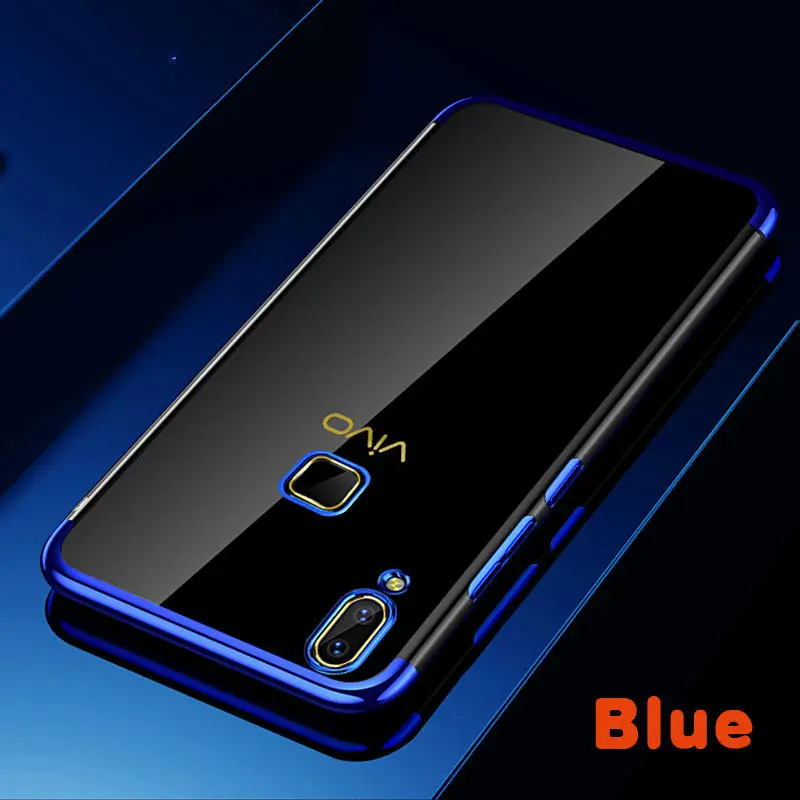 Чехол для Vivo V9 чехол Vivo Y85 чехол на заднюю часть, роскошный прочный армированный чехол для телефона из силикона Крышка для Vivo V9 V 9 молодежное 1723 VivoV9 Fundas Coque 6,3 - Цвет: Blue