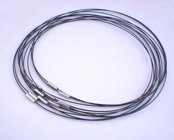 

10PCs Black Steel Wire Magnetic Clasp Choker Necklace 18" 1mm Fine DIY Jewelry Fashion Findings Making For Women Men