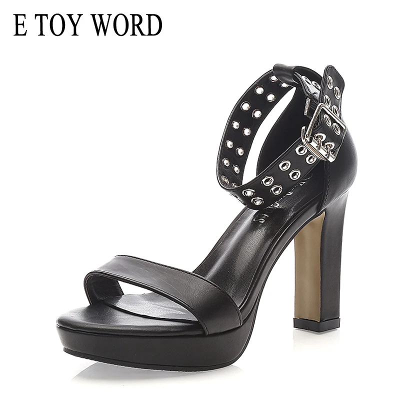 

E TOY WORD Women Shoes womens pumps leather Fashion Bandage Metal Decorative Ankle Strap Pumps Super High Heels Sandals 10 cm