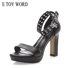 E TOY WORD Women Shoes womens pumps leather Fashion Bandage Metal Decorative Ankle Strap Pumps Super High Heels Sandals 10 cm